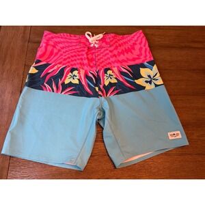 Ron Jon Surf Shop Board Shorts Mens 30 Pink Blue Floral Tropical Swim Trunks